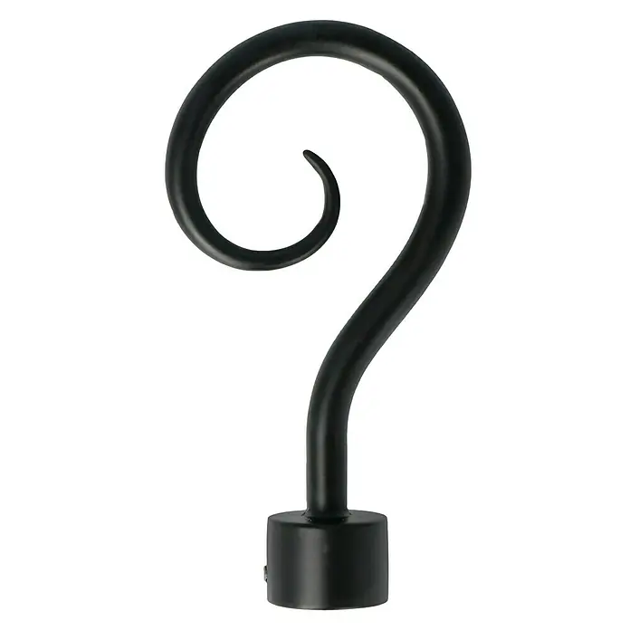 Expo Ambiente Endstück Hook - Schwarz, Geeignet für: Gardinenstangen Ø 20 mm - Vorderansicht