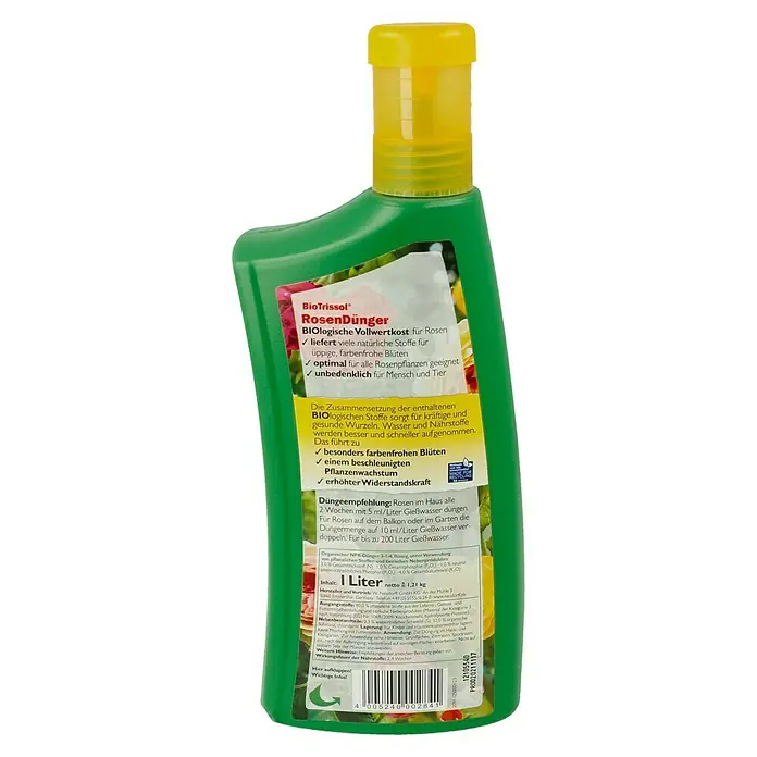 Neudorff BioTrissol Rosendünger - 1 l, Inhalt ausreichend für ca.: 200 l - Rückansicht