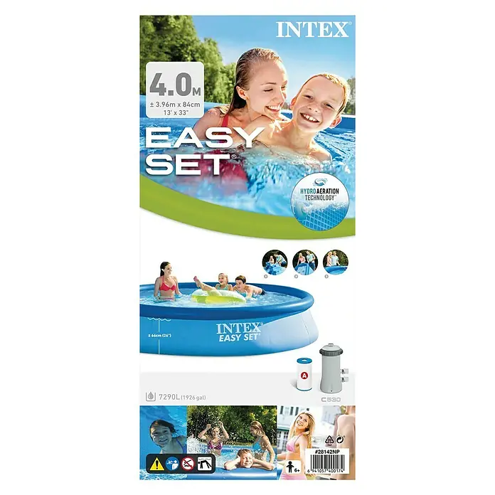 Intex Easy Pool bazen set - Ø x V: 396 x 84 cm, 7.290 l, Plave boje - Pogled sprijeda