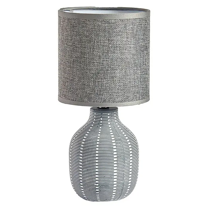 Lámpara de sobremesa Rayas - 40 W, L x An x Al: 13 x 13 x 25 cm, Gris / Amarillo / Tierra, E14 - Vista frontal