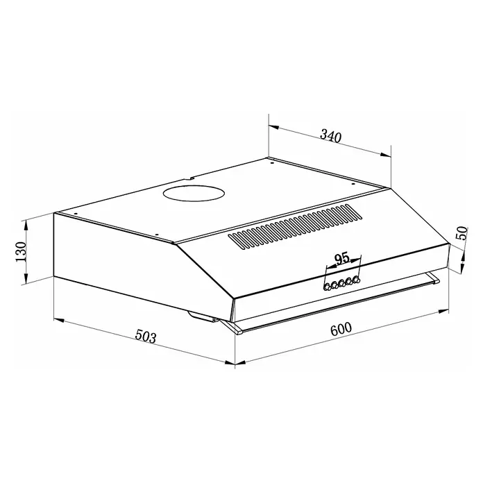 Respekta Unterbauhaube CH16060SGB - Breite: 60 cm, Max. Luftleistung: 200,9 m³/h, Edelstahl - Skizze