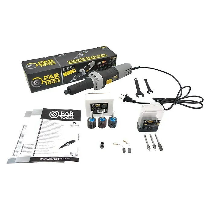 Fartools Geradschleifer MLD 750 - 750 W, Leerlaufdrehzahl: 0 U/min - 30.000 U/min - Diagonale Ansicht