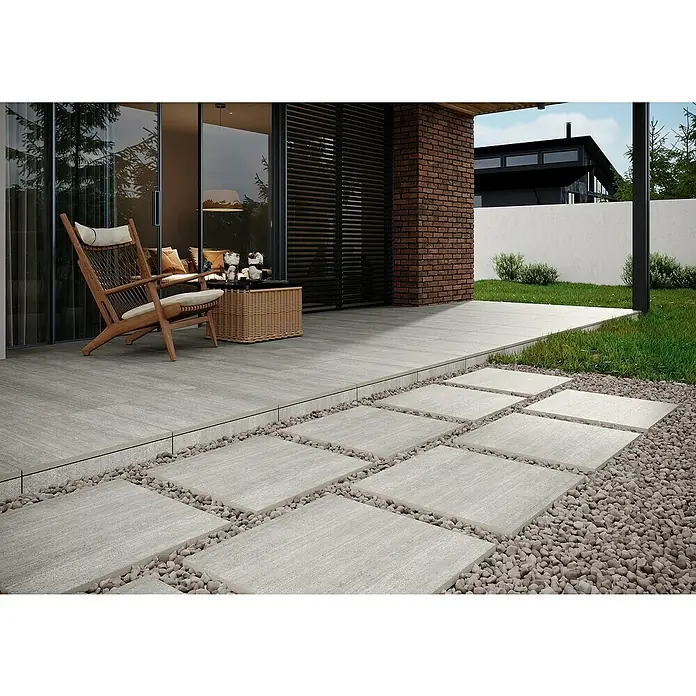 Terrassenfliese Garden Grey Struktur - 60 x 60 x 2 cm, Grau, Matt - Stimmungsaufnahme