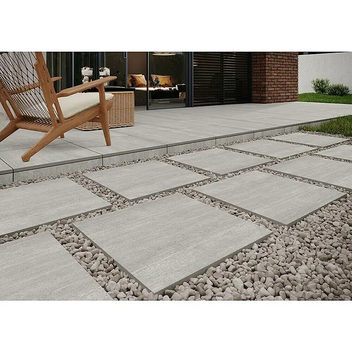 Terrassenfliese Garden Grey Struktur - 60 x 60 x 2 cm, Grau, Matt - Stimmungsaufnahme