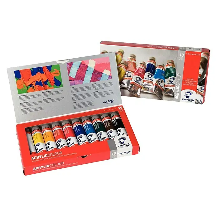 Talens Van Gogh Pintura acrílica Value Pack - 10 ud., Multicolor, 40 ml, Tubo - Vista angular