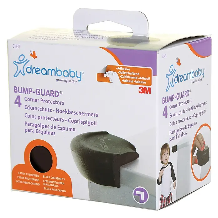 Dreambaby Eckenschutz Bump Guard - Braun, L x B: 97 x 72 mm, 4 Stk. - Diagonale Ansicht