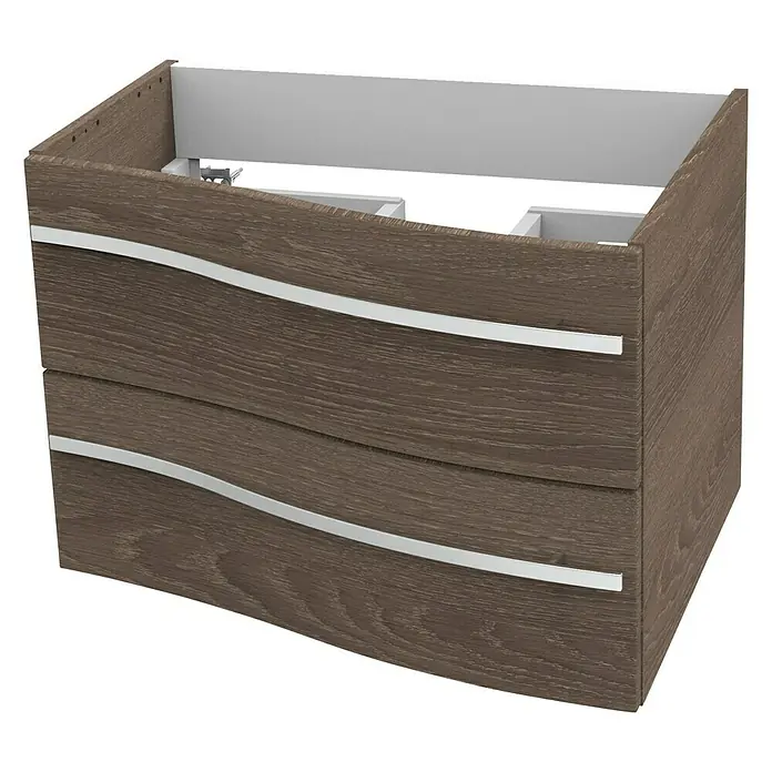 Camargue Lineo Waschtischunterschrank - 69,4 x 55,8 x 48,2 cm, Eiche Maron, Matt, Rechts - Diagonale Ansicht
