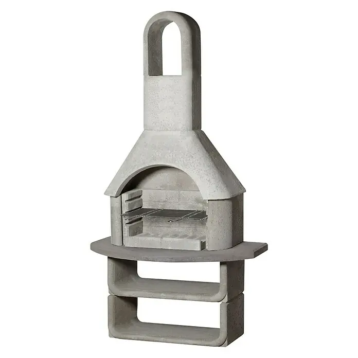 Buschbeck Grillkamin Capri - Hauptgrillfläche: 54 x 34 cm, Feuerfester Leichtbeton - Diagonale Ansicht