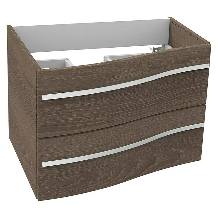 Camargue Lineo Waschtischunterschrank - 69,4 x 55,8 x 48,2 cm, Eiche Maron, Matt, Links - Diagonale Ansicht