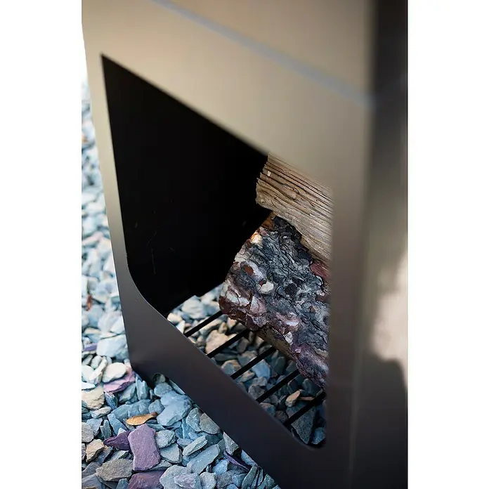 Buschbeck Chimenea para jardín Malmö - 36 x 36 x 150 cm, Acero, Recubrimiento en polvo - Primer plano