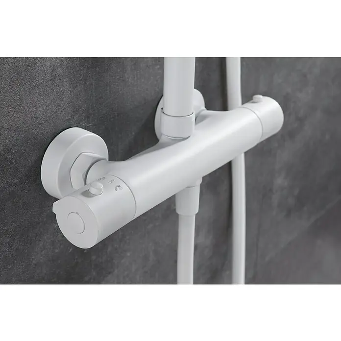Imex Sistema de ducha Kent - Con grifo termostático, Número de tipos de chorro: 3 ud., Blanco - Primer plano