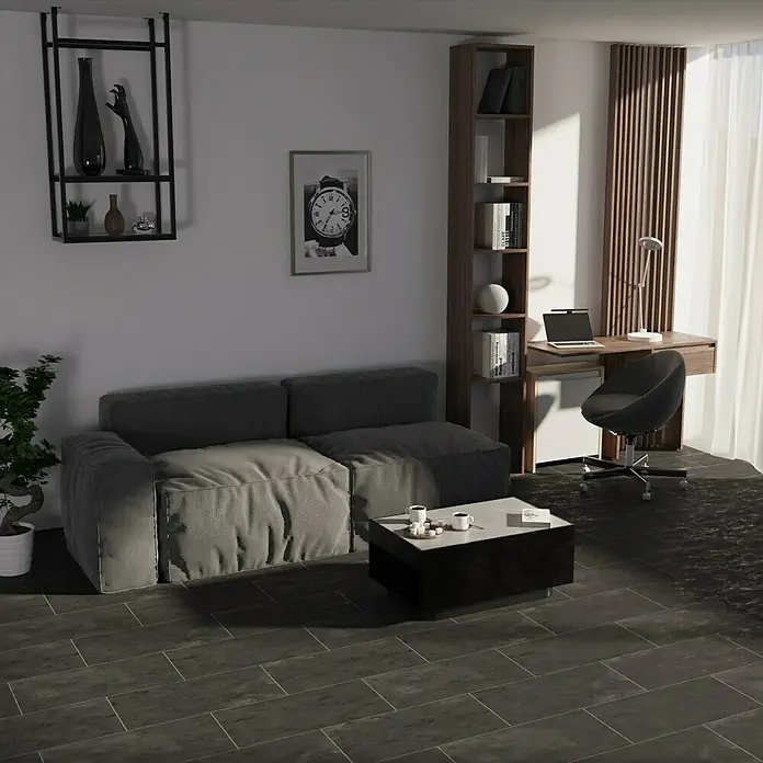 Oxyd Feinsteinzeugfliese - 30 x 60 cm, Schwarz, Schimmernd - Stimmungsaufnahme