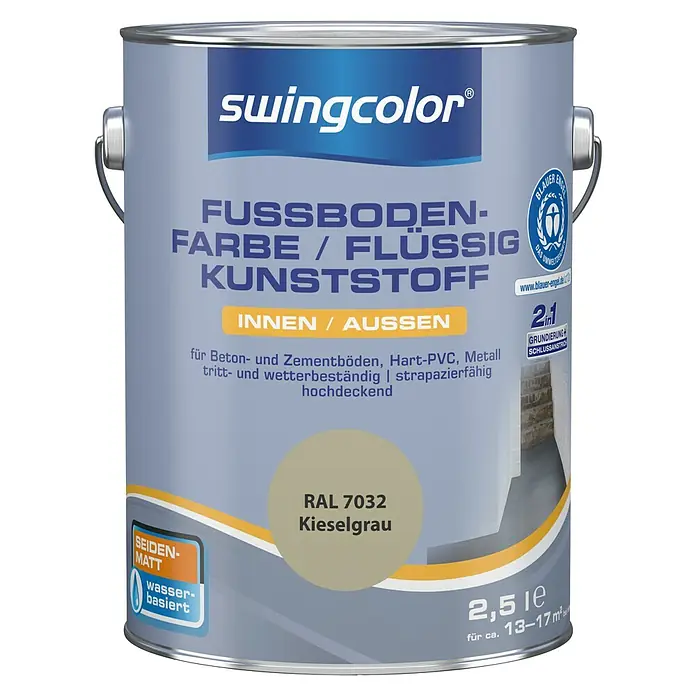 swingcolor 2in1 Flüssigkunststoff RAL 7032 - Kieselgrau, 2,5 l, Seidenmatt - Vorderansicht