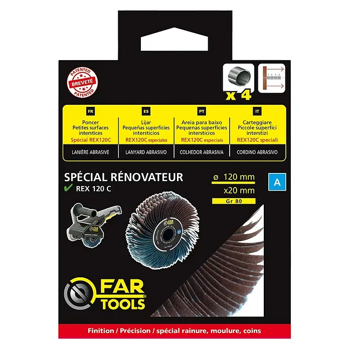 Fartools Schleifwalze flexibel - Ø x H: 120 x 20 mm, Körnung: 80 - Vorderansicht