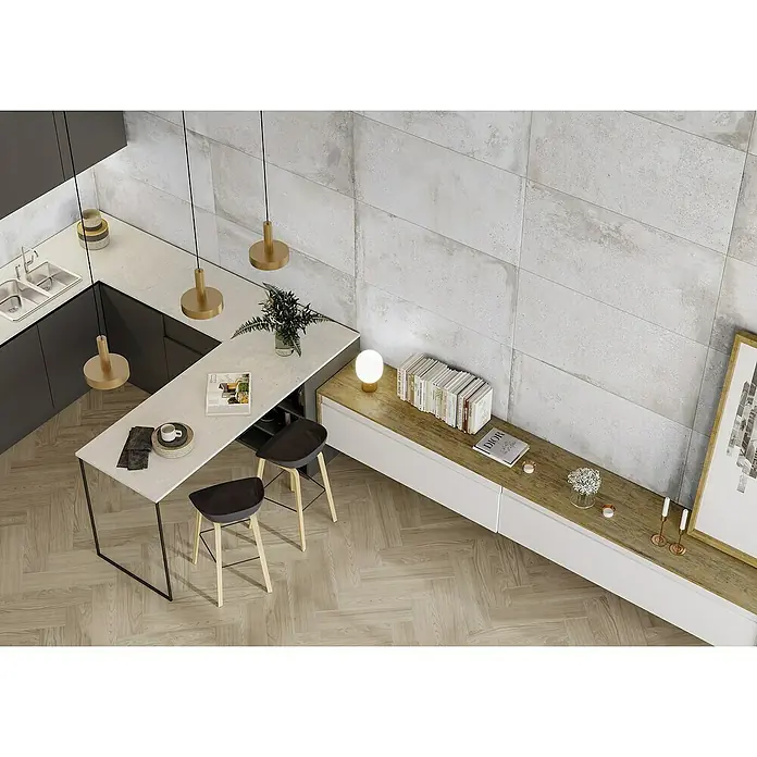Pavimento porcelánico Origin - 60 x 120 cm, Caliza, Rectificado, Efecto cemento - Foto ambiente