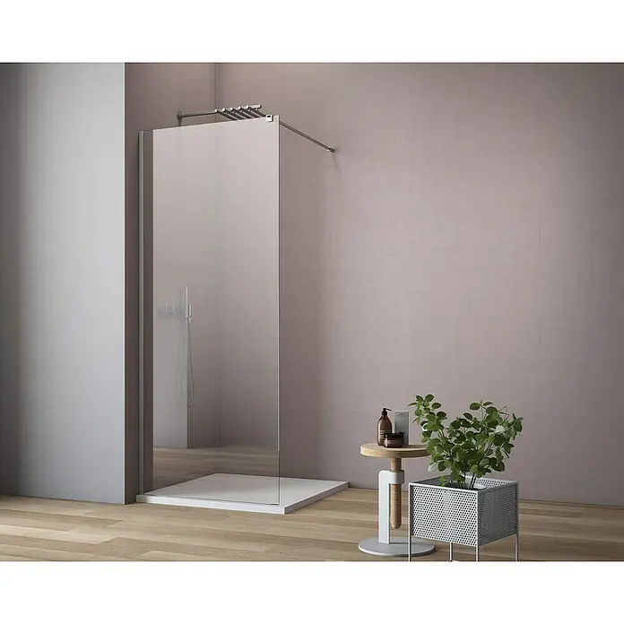 GEO Hit Duschwand B-W001 - 140 x 200 cm, Beschichtet, Stärke: 8 mm, Platin Silber - Stimmungsaufnahme