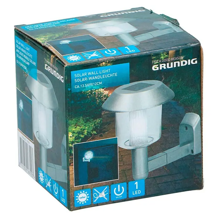 Aplique solar LED para exterior Stake - Interruptor de Encendido / Apagado, Plateado, L x An x Al: 12 x 9 x 13,5 cm - Vista angular