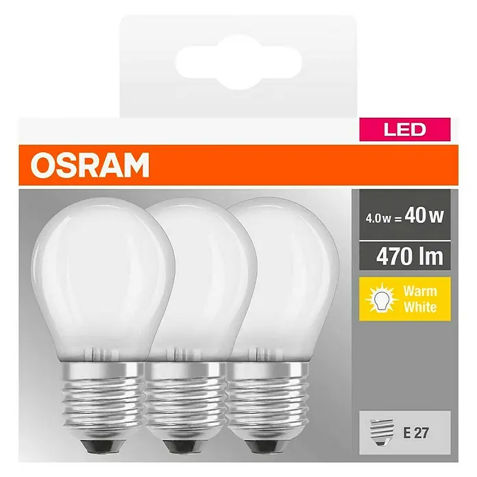 Osram Pack bombillas LED CLP40 - 3 ud., E27, 4,5 W, 470 lm - Vista frontal