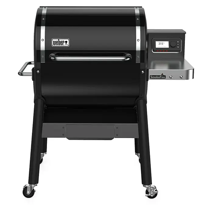 Weber Pelletgrill Smokefire EX4 GBS - Schwarz, Hauptgrillfläche: 46 x 61 cm, 25 x 61 cm, Material Rost: Edelstahl, Weber Connect - Vorderansicht