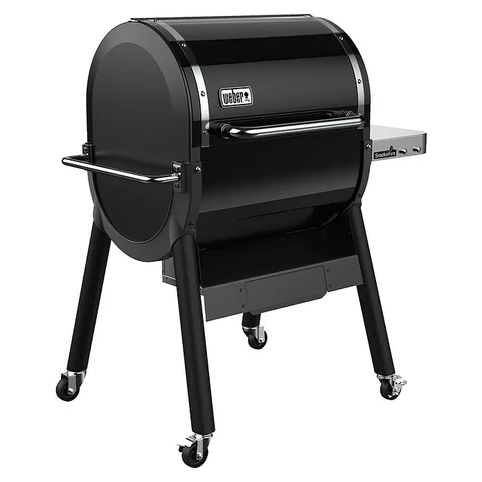 Weber Pelletgrill Smokefire EX4 GBS - Schwarz, Hauptgrillfläche: 46 x 61 cm, 25 x 61 cm, Material Rost: Edelstahl, Weber Connect - Diagonale Ansicht