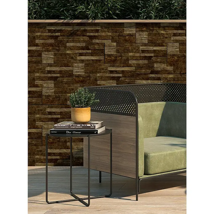 Revestimiento de pared Danubio - 17 x 52 cm, Marrón, Efecto piedra - Foto ambiente