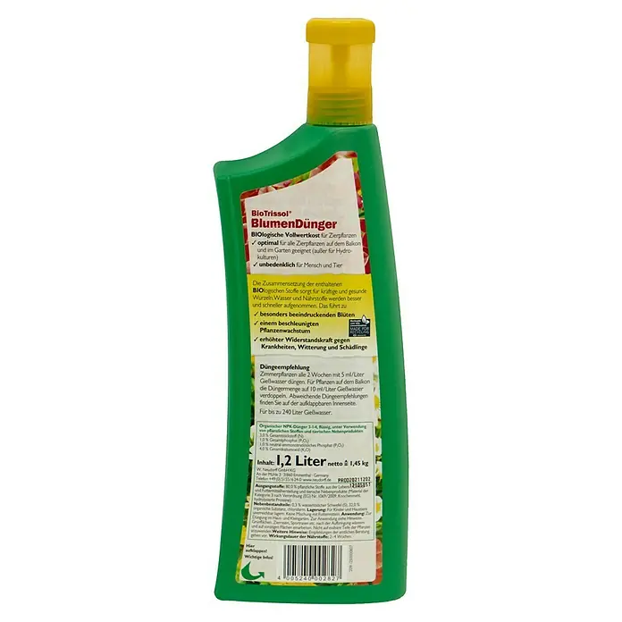 Neudorff BioTrissol Blumendünger - 1,2 l, Inhalt ausreichend für ca.: 240 l - Rückansicht