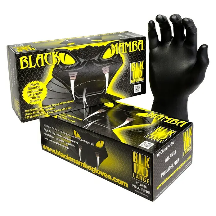 Guantes desechables Black Mamba - M, 100 ud., Nitrilo - Vista angular