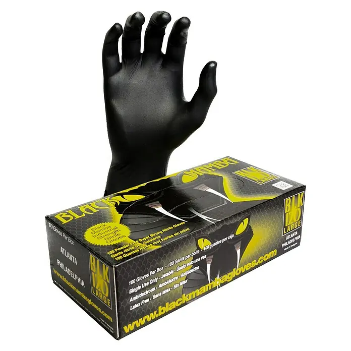 Guantes desechables Black Mamba - L, 100 ud., Nitrilo - Vista angular