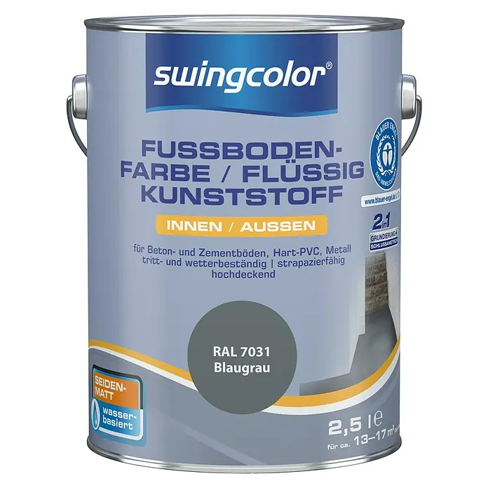 swingcolor 2in1 Flüssigkunststoff RAL 7031 - Blaugrau, 2,5 l, Seidenmatt - Vorderansicht