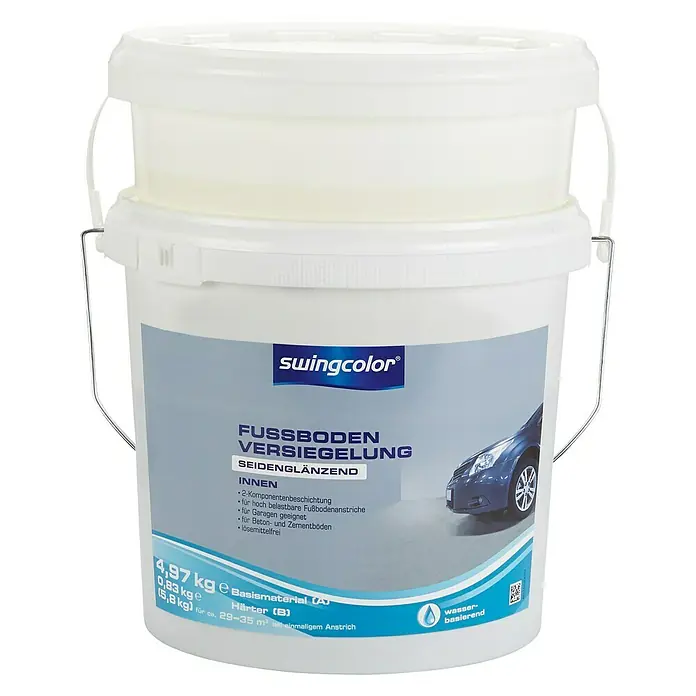 swingcolor Fußbodenversiegelung RAL 7032 - Kieselgrau, 5,8 kg, Seidenglänzend, Wasserbasiert - Vorderansicht