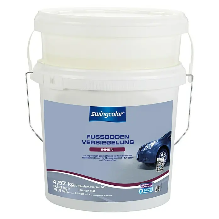 swingcolor Fußbodenversiegelung RAL 7001 - Silbergrau, 5,8 kg, Seidenglänzend, Wasserbasiert - Vorderansicht