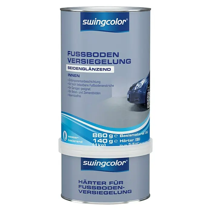 swingcolor Fußbodenversiegelung RAL 7030 - Steingrau, 1 kg, Seidenglänzend, Wasserbasiert - Vorderansicht