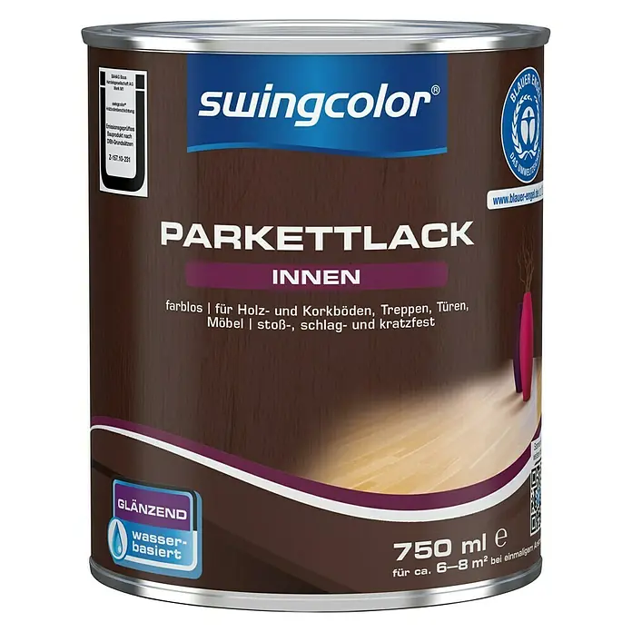 swingcolor Parkettlack - Farblos, Glänzend, 750 ml, Wasserbasiert - Vorderansicht