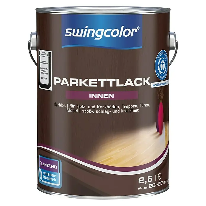 swingcolor Parkettlack - Farblos, Glänzend, 2,5 l, Wasserbasiert - Vorderansicht