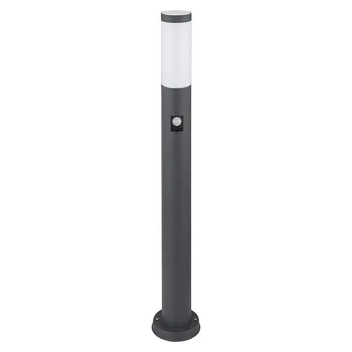 Globo Sockelwegeleuchte Boston - Mit Bewegungsmelder, 30 W, Ø x H: 12,7 x 80 cm, Anthrazit/Opal, E27 - Vorderansicht
