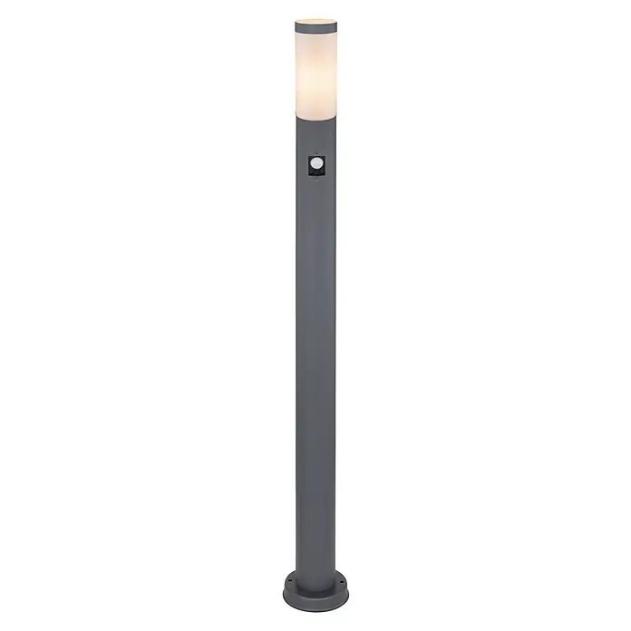 Globo Sockelwegeleuchte Boston - Mit Bewegungsmelder, 30 W, Ø x H: 12,7 x 110 cm, Anthrazit/Opal, E27 - Vorderansicht