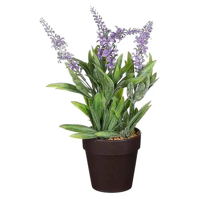 Planta artificial Lavanda con hojas - 9 x 24 cm, Lila, Plástico - Vista frontal