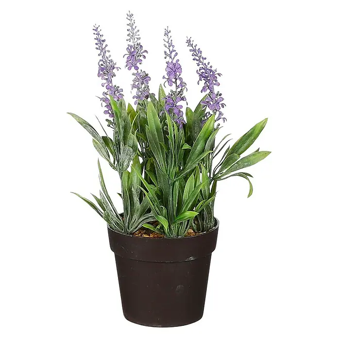 Planta artificial Lavanda con hojas - 11 x 26 cm, Lila, Plástico - Vista frontal