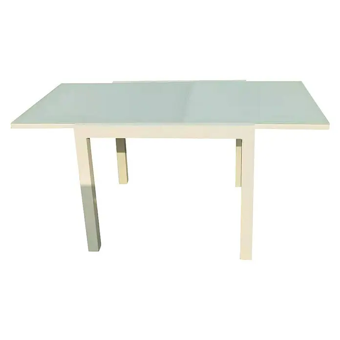 Sunfun Mesa de jardín extensible Luciana - L x An: 90 x 90 cm, Aluminio, Blanco, Extensible - Vista angular