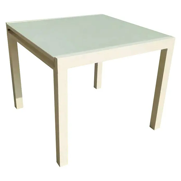 Sunfun Mesa de jardín extensible Luciana - L x An: 90 x 90 cm, Aluminio, Blanco, Extensible - Vista angular