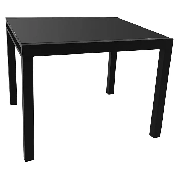 Sunfun Mesa de jardín extensible Luciana - L x An: 90 x 90 cm, Aluminio, Negro, Extensible - Vista angular
