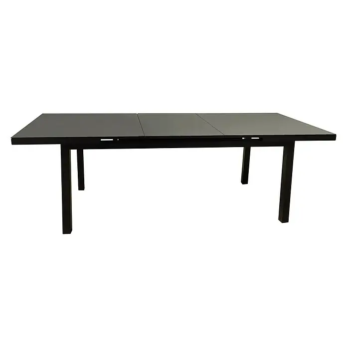 Sunfun Mesa de jardín extensible Luciana - L x An: 180 x 100 cm, Aluminio, Negro, Extensible - Vista frontal