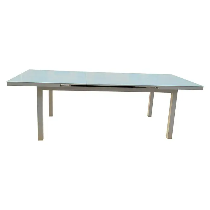 Sunfun Mesa de jardín extensible Luciana - L x An: 180 x 100 cm, Aluminio, Blanco, Extensible - Vista frontal