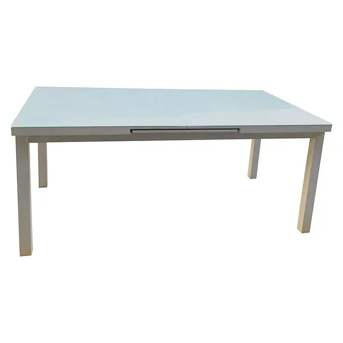 Sunfun Mesa de jardín extensible Luciana - L x An: 180 x 100 cm, Aluminio, Blanco, Extensible - Vista angular