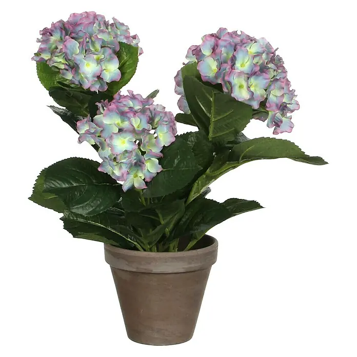 Planta artificial Hortensia - Altura: 40 cm, Violeta_test, Plástico - Vista frontal