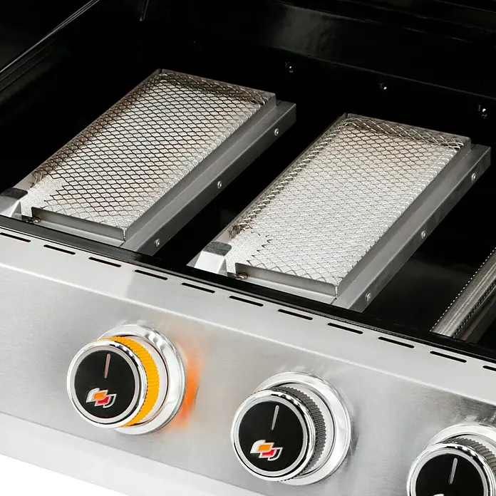Kingstone KMS Gasgrill Cliff 605-II Built In - Anzahl Brenner: 6, Hauptgrillfläche: 89,2 x 45 cm, 14 kW, Schwarz/Silber - Detailaufnahme