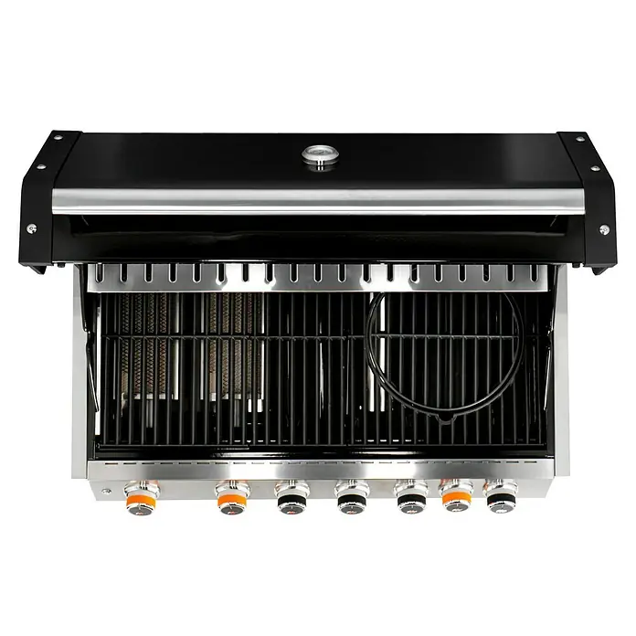 Kingstone KMS Gasgrill Cliff 605-II Built In - Anzahl Brenner: 6, Hauptgrillfläche: 89,2 x 45 cm, 14 kW, Schwarz/Silber - Draufsicht
