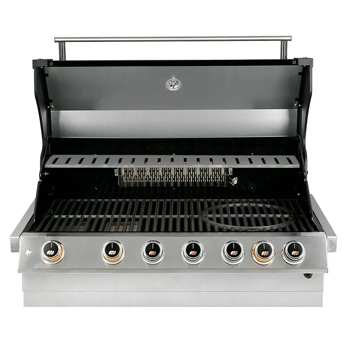 Kingstone KMS Gasgrill Cliff 605-II Built In - Anzahl Brenner: 6, Hauptgrillfläche: 89,2 x 45 cm, 14 kW, Schwarz/Silber - Diagonale Ansicht