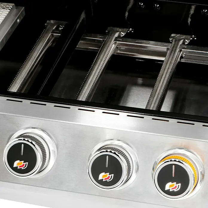 Kingstone KMS Gasgrill Cliff 605-II Built In - Anzahl Brenner: 6, Hauptgrillfläche: 89,2 x 45 cm, 14 kW, Schwarz/Silber - Detailaufnahme