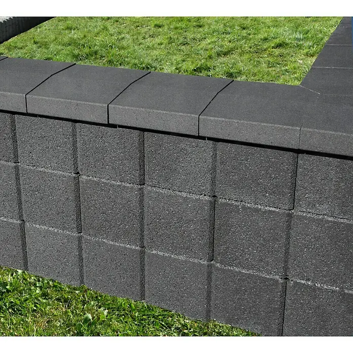 Mauerabdeckplatte R - 25 x 26 x 4,8 cm, Anthrazit, Beton - Stimmungsaufnahme